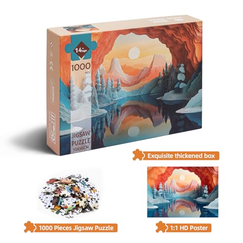 Hiwhy 1000 Pieces Jigsaw Puzzle for Adults Dreamy Glacier Sunrise Landscape Challenging Puzzle with Fantasy Colors for Relaxing Family Fun 197x276 in - Image 5