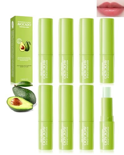 LYSdefeu Lip Balm Set8pcs Avocado Hydrating Lip Balm Moisturizing Soothing Care Lip Moisturizer Improve Dry Chapped Lips Colorless NonSticky Lip Primer Womens Day Lip Care Gift Kit for Women Girl - Image 1