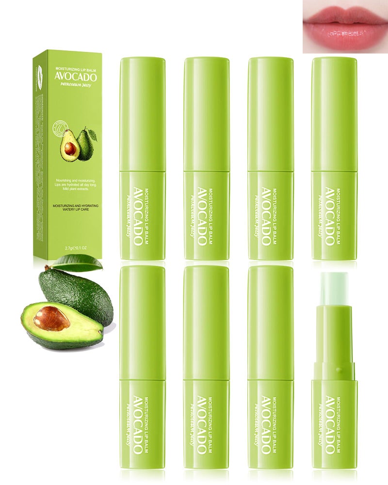 LYSdefeu Lip Balm Set8pcs Avocado Hydrating Lip Balm Moisturizing Soothing Care Lip Moisturizer Improve Dry Chapped Lips Colorless NonSticky Lip Primer Womens Day Lip Care Gift Kit for Women Girl - Image 3