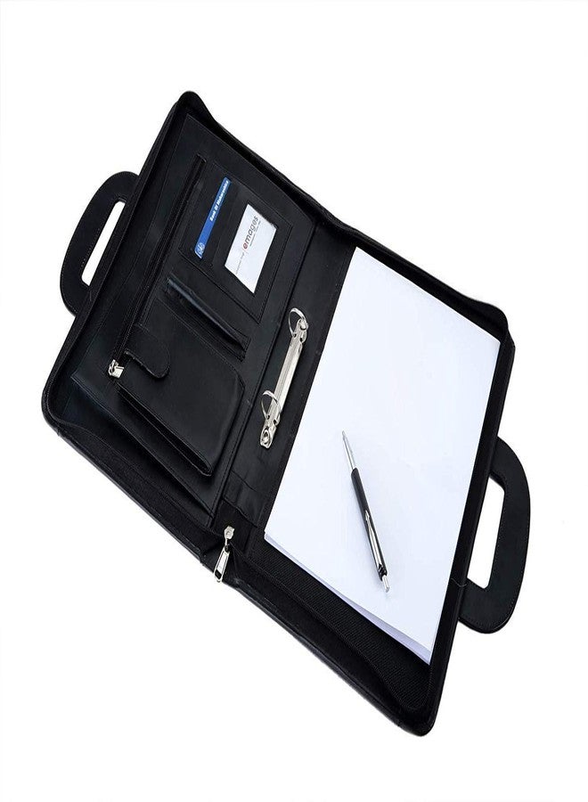 KANABEELeatherette Material Professional File Folder for Certificates, Document Bag with Adjustable Handles - Black (5 Leafs) - Image 5