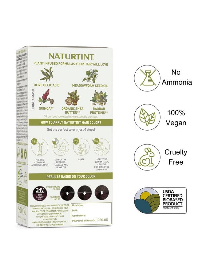 NATURTINT Permanent Hair Colour Burgundy 3Nv | Grey Coverage Long Lasting Hair Colour 92% Natural Ingredients | Usda Certified | Ammonia Free Vegan Hair Color Gel - 3Nv Deep Radiant Red 170 Ml - Image 3