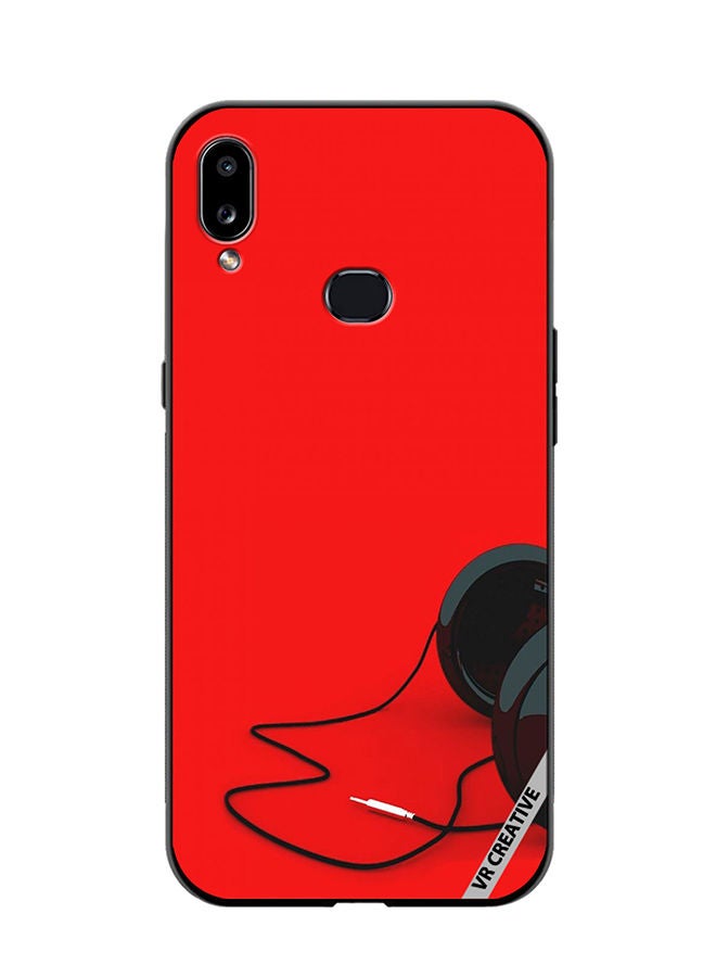 VR CREATIVE Protective Case Cover For Samsung Galaxy A10s Black Headphones Design Multicolour - Image 1
