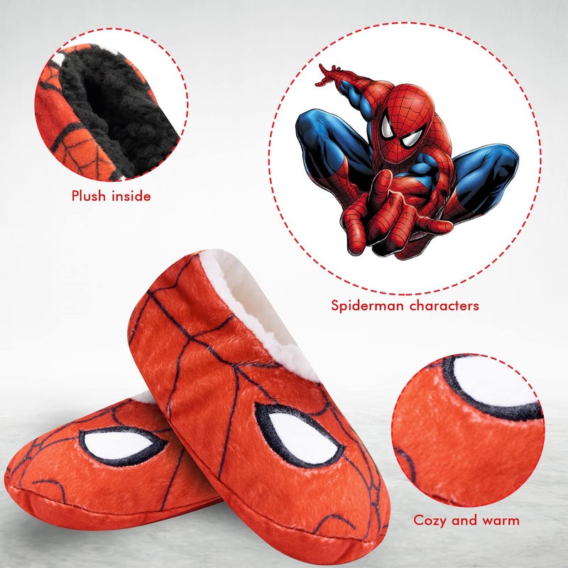 MARVEL جوارب منزلية فuzzy Babba من Marvel Spiderman للأولاد (عبوة من 2) - Image 3