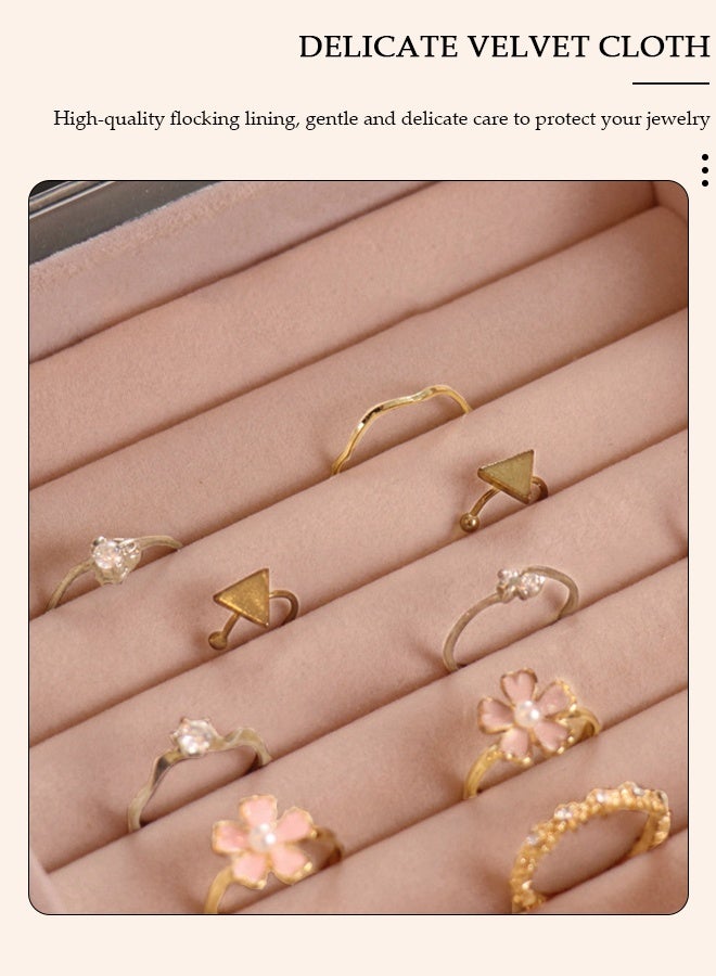 DUNISO صندوق تنظيم المجوهرات الأكريليكي، حامل حلق منظم للحلي الشفافة مع 4 أدراج مخملية للأقراط والخواتم والقلائد والأساور، علبة عرض هدية للنساء والفتيات - Image 4