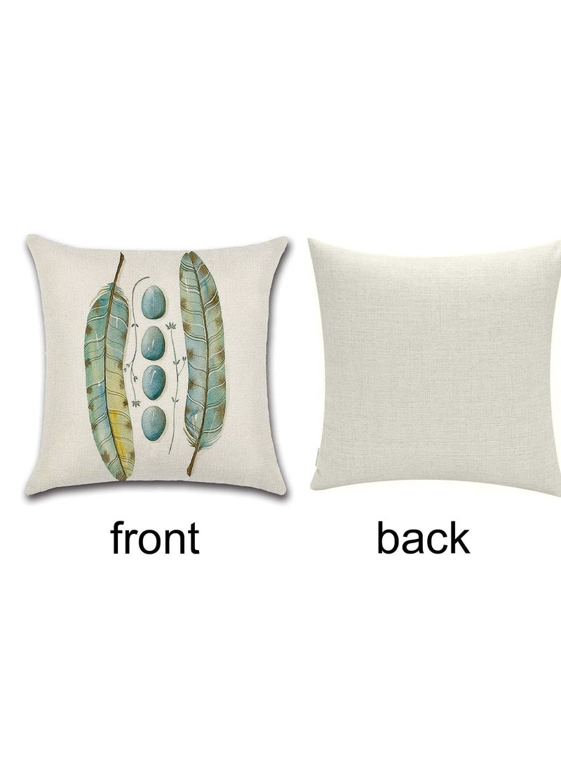 Generic - Feather Pattern Soft Linen Throw Pillow Covers, 18x18 Inches (45cm x 45cm) with Invisible Zipper for Living Room and Bedroom Sofa Decor. - Image 1