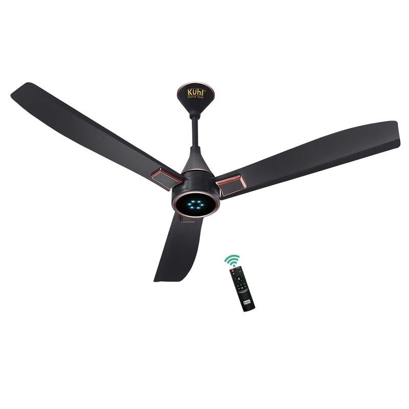KUHL KUHL Arctis A8 1200 mm BLDC 65 Power Saving BLDC Ceiling Fan With Remote BEE 5 Star Rated ISI Marked High Air Flow LED Indicators 5 Year Warranty on Motor Matt Black - Image 1