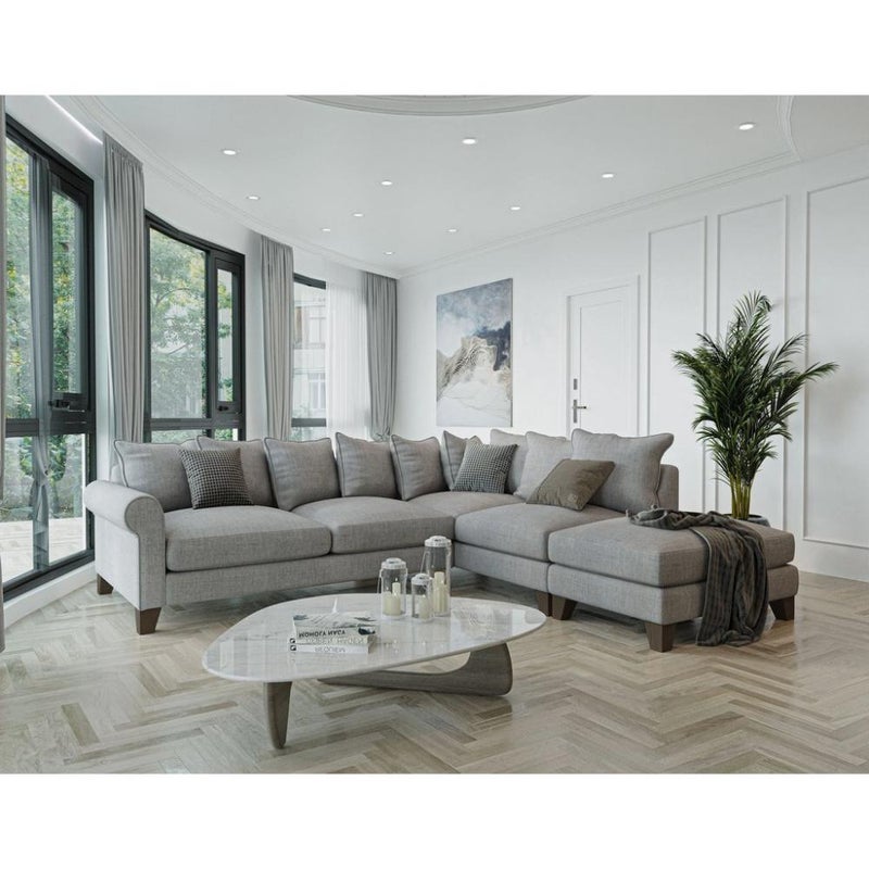 home house Suede wood and linen corner sofa - gray - Image 1