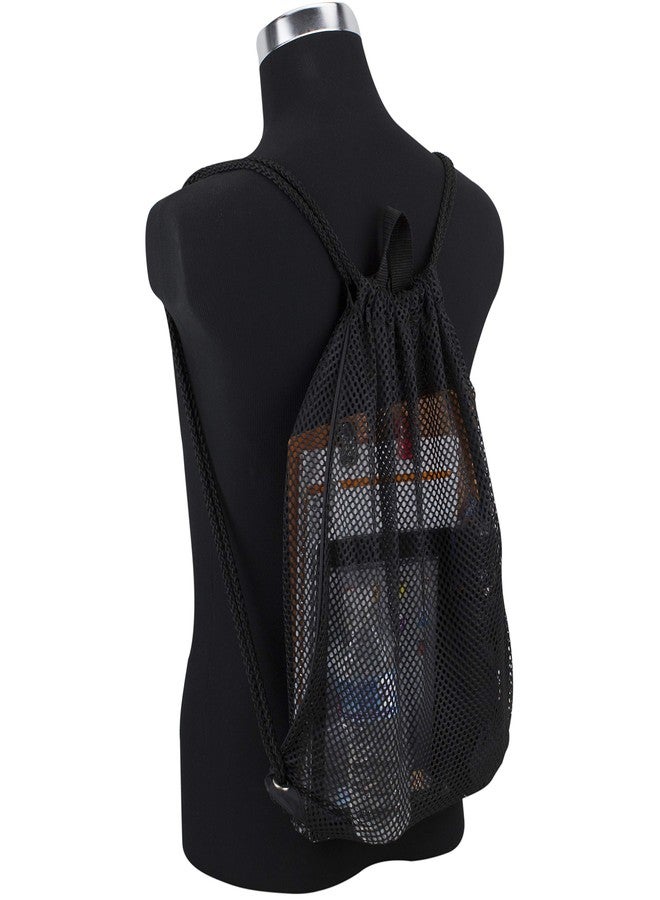 Eastsport Sport Lightweight Mesh Beach Bag Drawstring Sackpack Backpack for Travel, Gym, College, Shopping, Black - Image 5