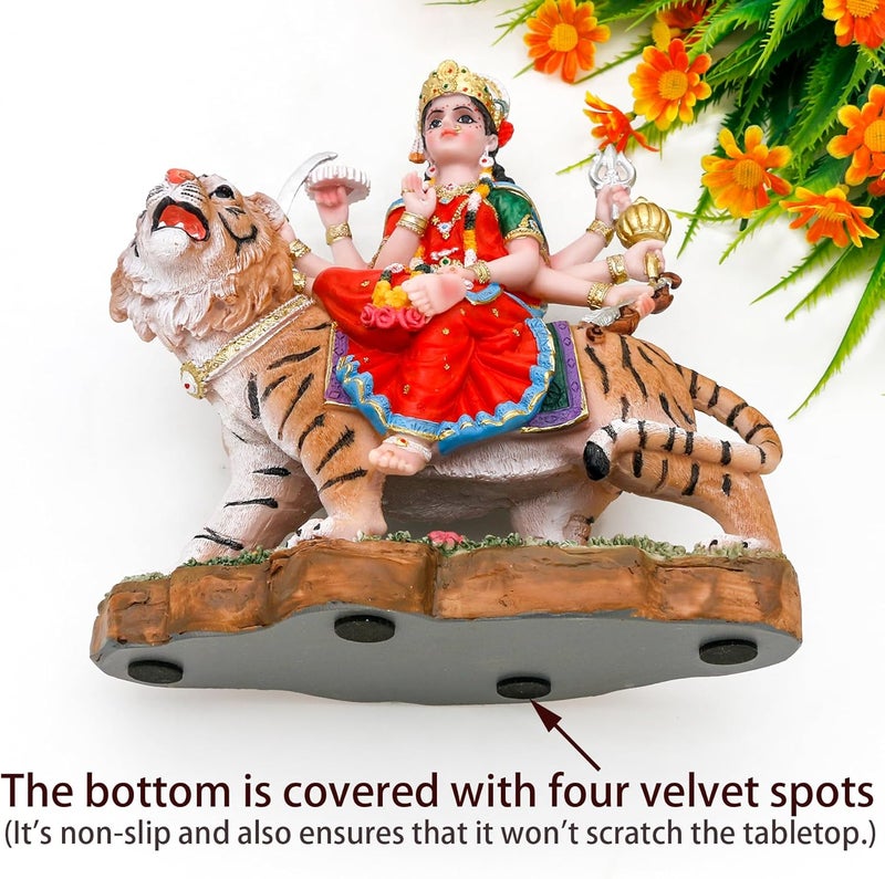 alikiki Hindu Goddess Durga Statue Big - 8.5” Indian God Durga MATA Idol on Tiger Statue India Murti Home Office Temple Mandir Altar Pooja Item Diwali Gift for Indian People Deepavali Puja Decoration - Image 4