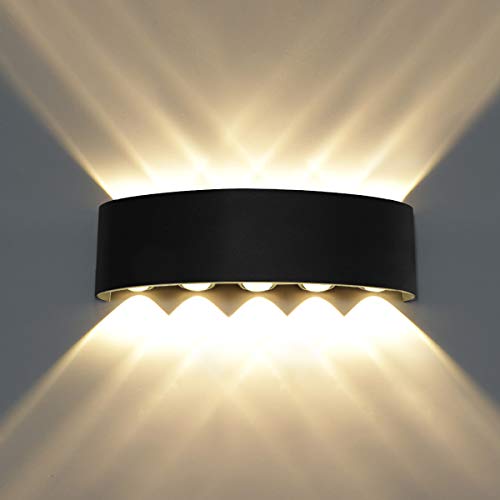 Kawell 10W Waterproof Modern Wall Sconces LED Wall Light Up Down Aluminum Wall Lamp LED Indoor Outdoor for Bedroom Living Room Bathroom Porch Stairs Hotels Garden Pathway, Black 3000K - Image 1