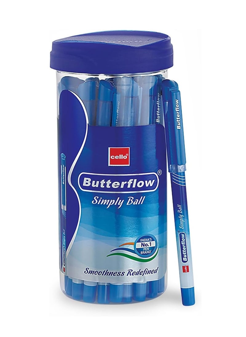 Cello 25-Piece Butterflow Ballpoint Pen Blue Ink  - Image 1