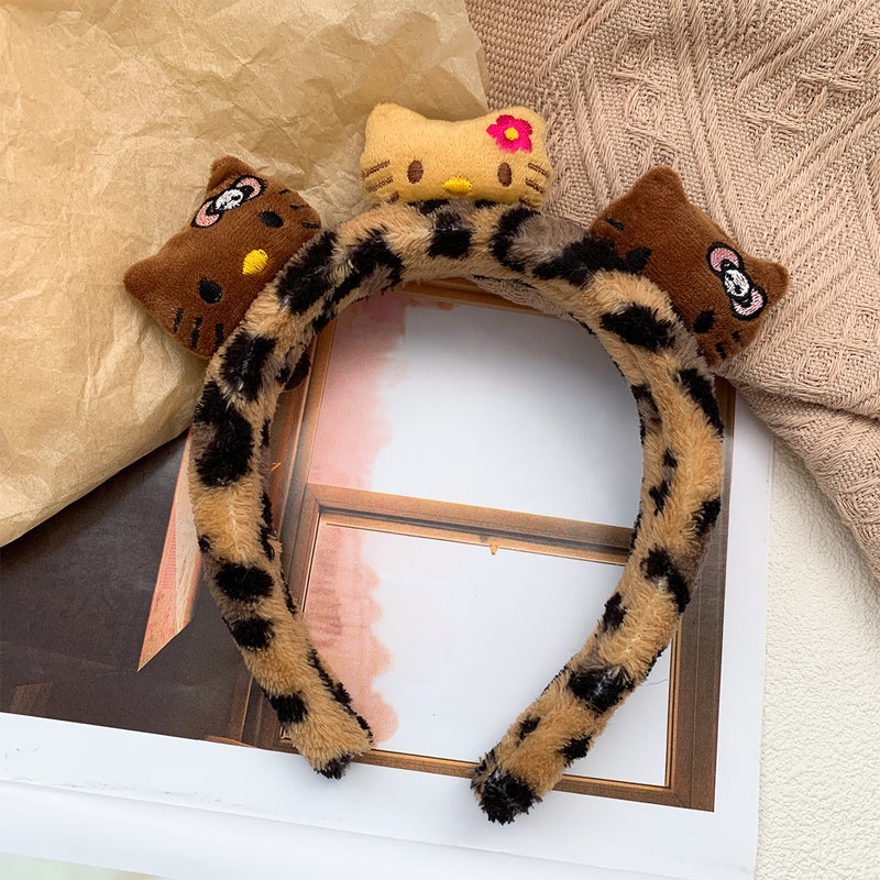 Generic Canyi Special Face Wash for Women 2024 New Autumn and Winter Headband Headband Cute Cartoon Plush Bear Kt Cat Headband T143-1 leopard print kt headband