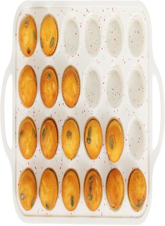 24 Mini Anti-stick Silicone Cake Mold Muffin Baking Tray Small Tart Mold Set White - Image 2
