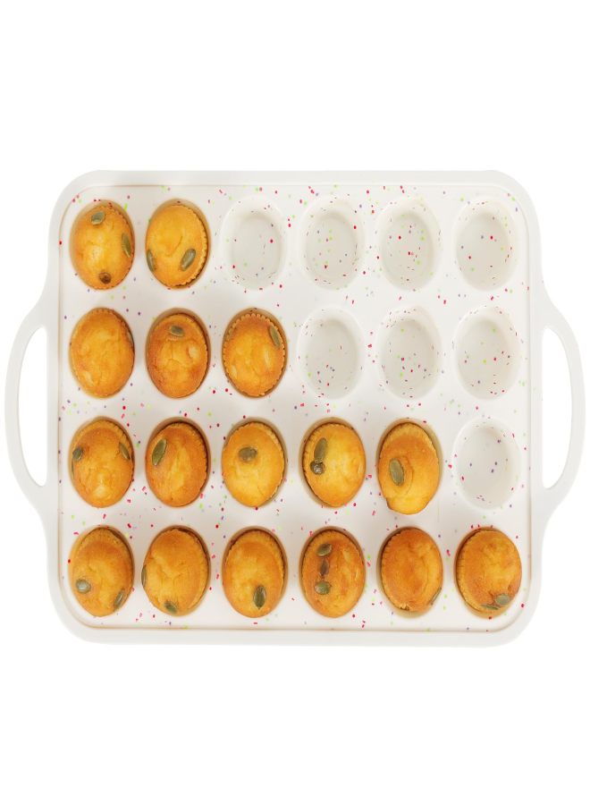 24 Mini Anti-stick Silicone Cake Mold Muffin Baking Tray Small Tart Mold Set White - Image 1