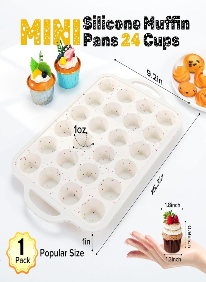 24 Mini Anti-stick Silicone Cake Mold Muffin Baking Tray Small Tart Mold Set White - Image 3