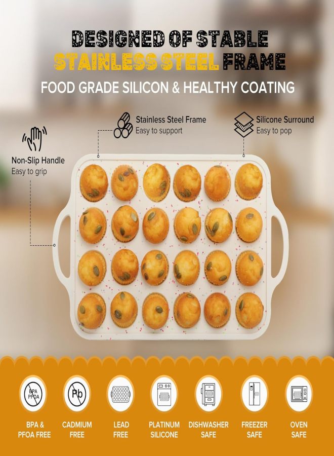 24 Mini Anti-stick Silicone Cake Mold Muffin Baking Tray Small Tart Mold Set White - Image 4