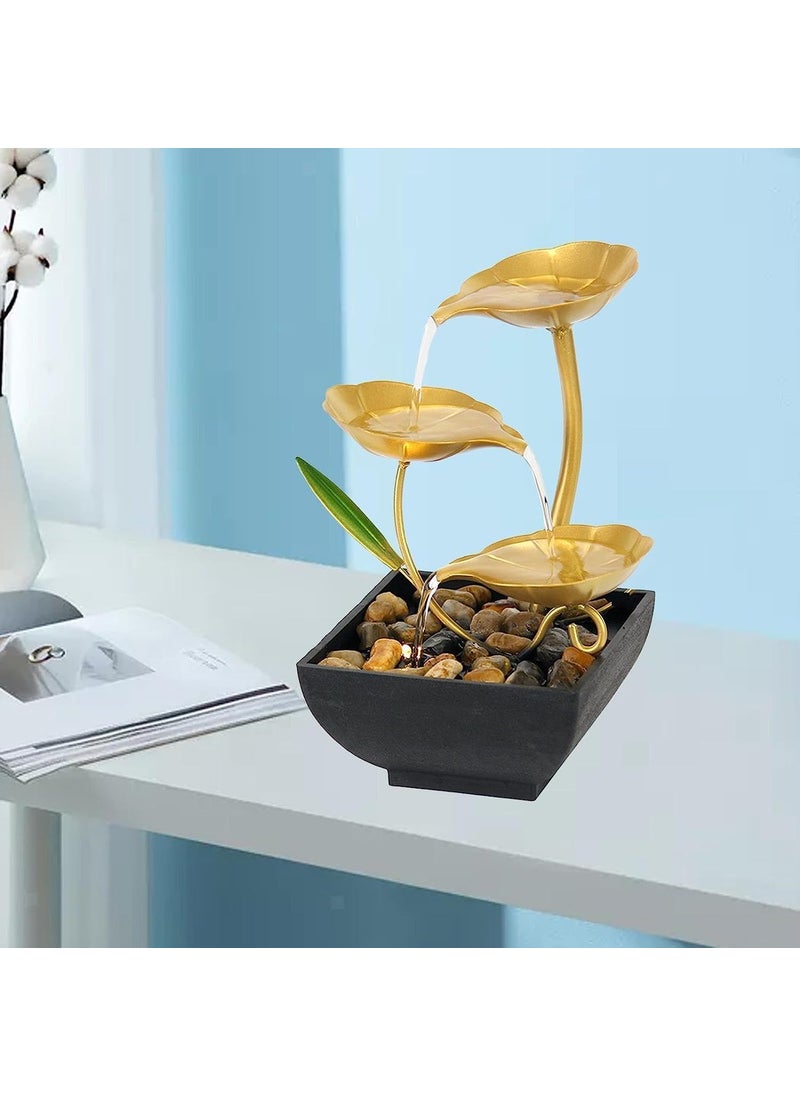 Lampostick Lampostick Tabletop Water Fountain Home Decor Ornaments with Waterfall Desktop Leaf Fountains Deep Basin and Natural River Rocks Indoor Zen Relaxation for Office Living Room Bedroom Gift  - Image 3