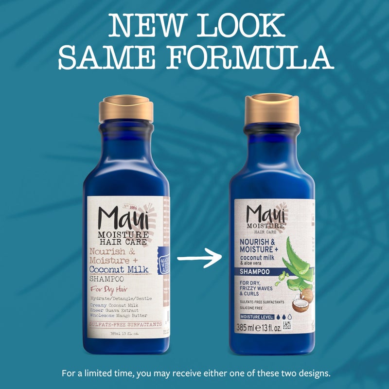 Maui Moisture Nourish & Moisture + Coconut Milk Shampoo to Hydrate and Detangle Curly Hair, Lightweight Daily Moisturizing Shampoo, Vegan, Silicone & Paraben-Free, 13 fl oz - Image 2