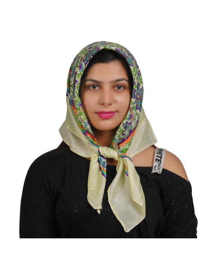 CHACKO Woolen Hair Female Scarf Square Hair Bandanas Large Scarf Sleeping Head Wraps Neck Scarf For Women_Pack Of 2,White - Image 1