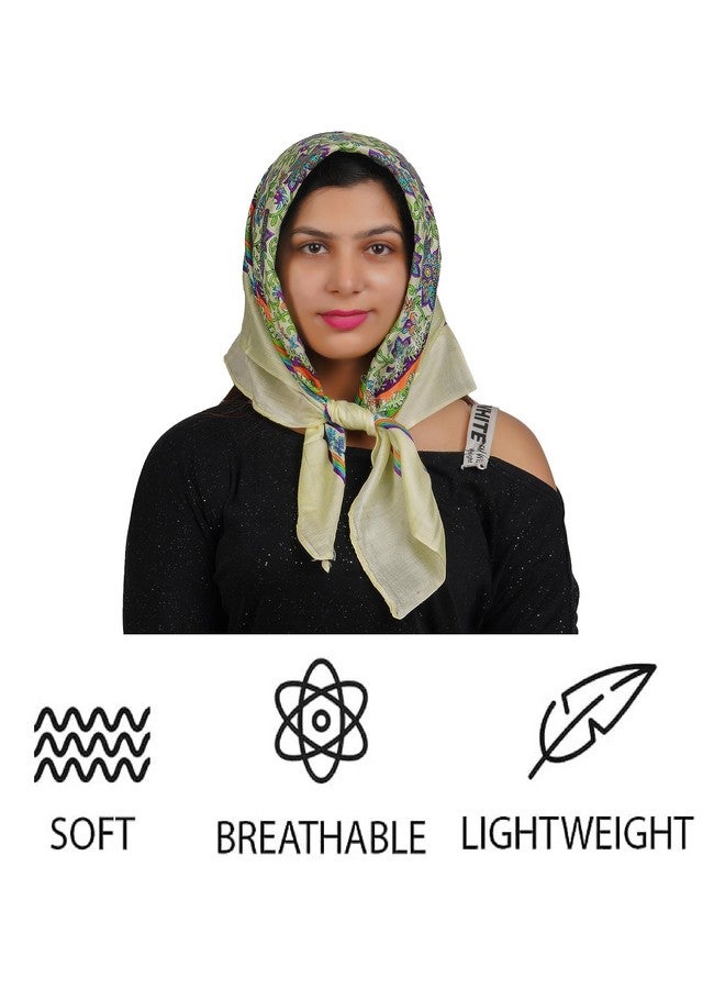 CHACKO Woolen Hair Female Scarf Square Hair Bandanas Large Scarf Sleeping Head Wraps Neck Scarf For Women_Pack Of 2,White - Image 4
