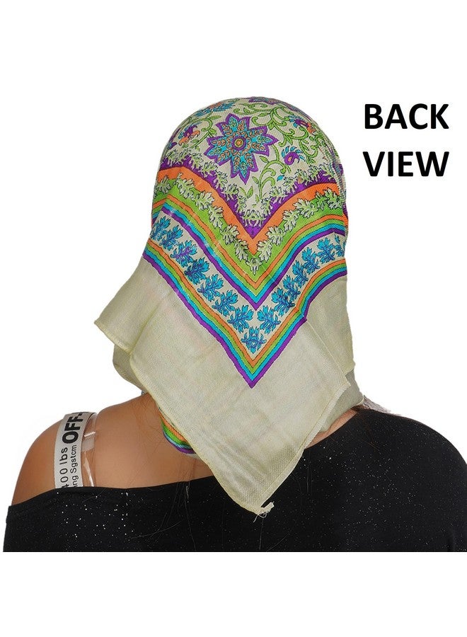CHACKO Woolen Hair Female Scarf Square Hair Bandanas Large Scarf Sleeping Head Wraps Neck Scarf For Women_Pack Of 2,White - Image 2
