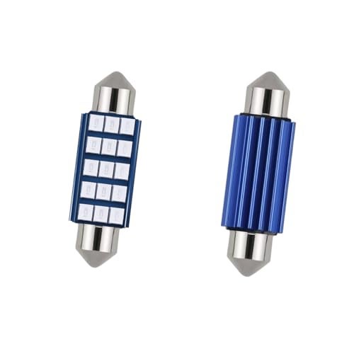 UHANBUT 578 LED Bulbs Extremely Bright Bulbs 6000K 2835 Chipsets Auto Interior Bulb for Dome Map Lights Universal 16 Car Door Light for 2112 2122 569 6411 6451 41mm 42mm Blue 2PCS - Image 1