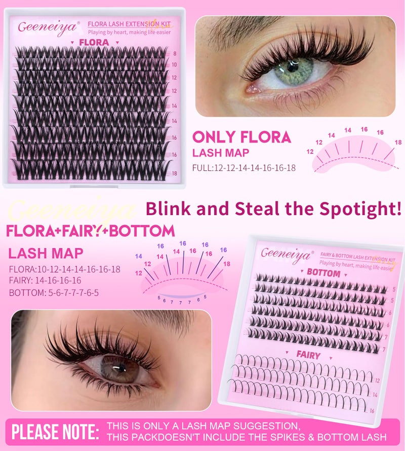 Geeneiya FLORA Lash Clusters, 8-18MM Wispy Eyelash Clusters, Natural Cluster Lashes for Beginners, Waterproof Cluster Eyelash Extensions DIY Lashes (Not Kit) - Image 5