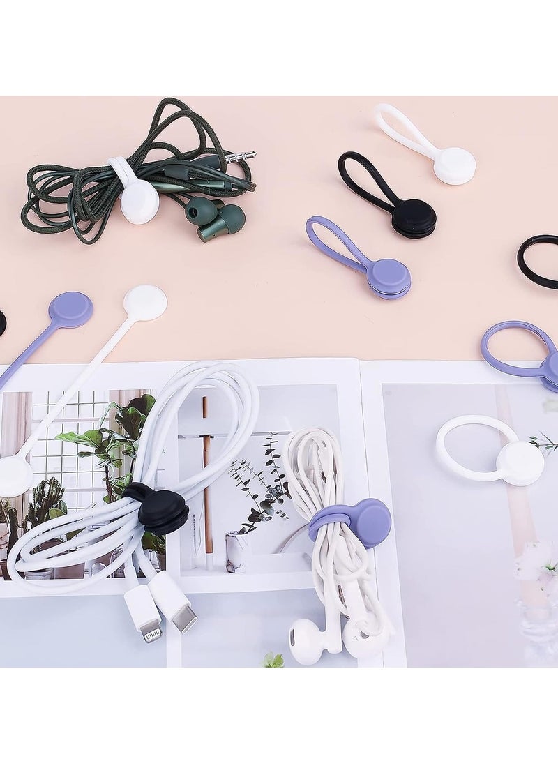 10 Pack Magnetic Cable Ties, Reusable Silicone Magnetic Twist Ties Cable Organizer Earphone Cord Bookmark Holder Fridge Magnet USB Cable Manager Holder Wrap Ties for Home Kitchen, Office, School - Image 4