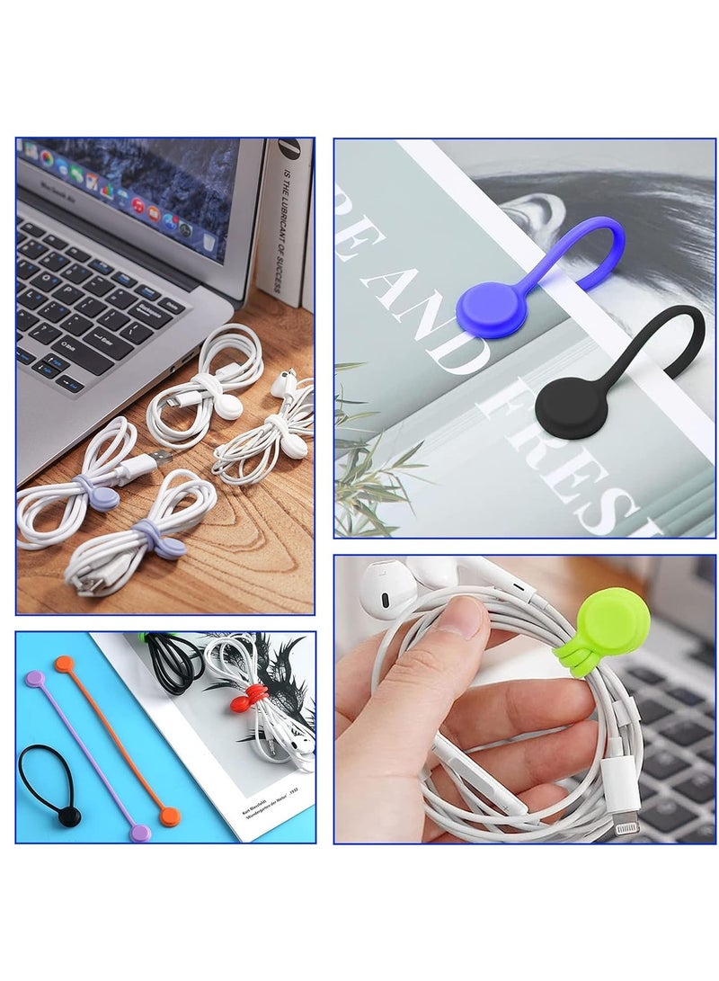 10 Pack Magnetic Cable Ties, Reusable Silicone Magnetic Twist Ties Cable Organizer Earphone Cord Bookmark Holder Fridge Magnet USB Cable Manager Holder Wrap Ties for Home Kitchen, Office, School - Image 5