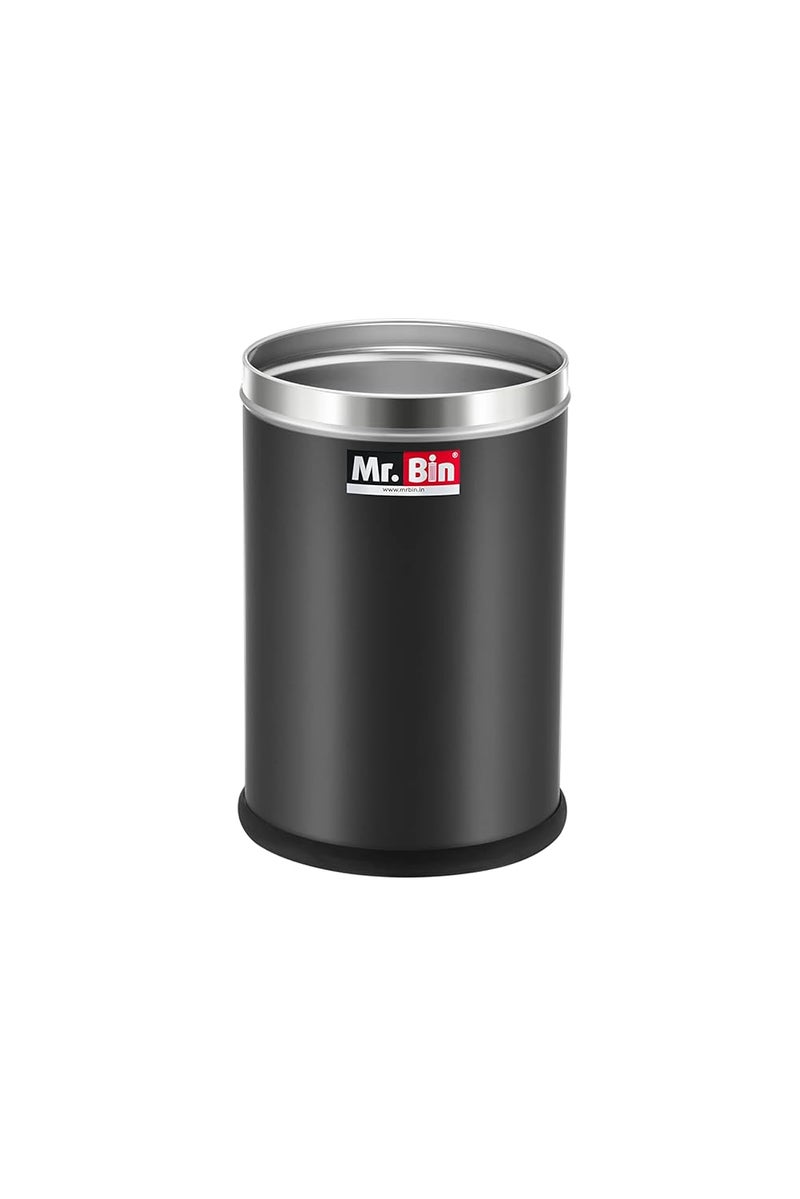 Mr. Bin Mr Bin Stainless Steel Dustbin Trendy Black Stainless Steel bin 8 x 12 Garbage Bin SS 202 Modular Trash Can Round Shape Dustbin for Home Bathroom Kitchen Office 9 Liter - Image 1