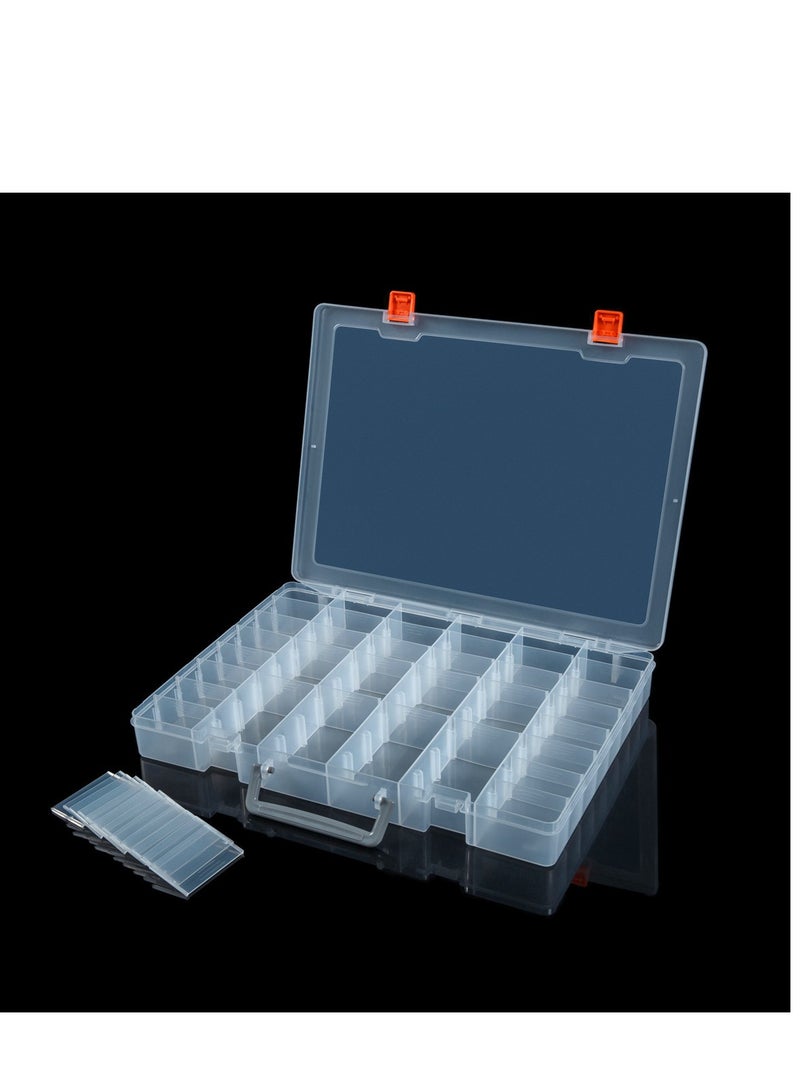 Excefore Multipurpose Plastic Storage Box - 48 Compartments Organizer with Customizable Dividers for Jewelry, Crafts, and Small Items, Plastic Compartment Craft Box, Jewelry Storage Box with Adjustable Space - Image 1