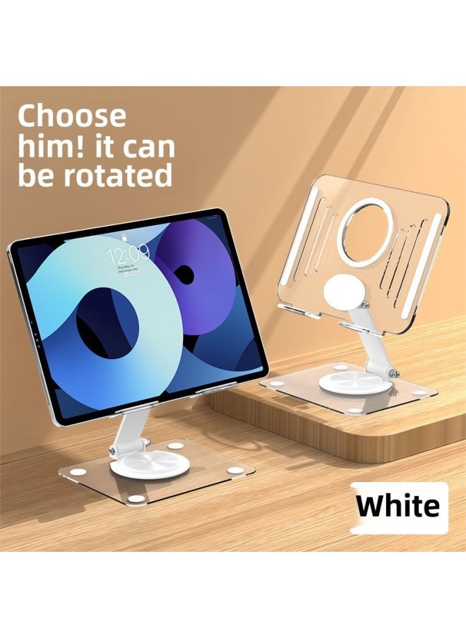 Generic - Computer Bracket Notebook Folding Cooling Carbon Steel Bracket Portable Storage Lifting Rotating Notebook Bracket-Color:262 Acrylic Plate Bracket [infinite Pole Rotation] White - Image 1