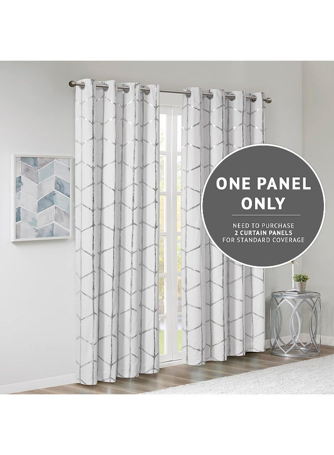 Intelligent Design Raina Total Blackout Metallic Print Grommet Top Single Curtain Panel Thermal Insulated Light Blocking Drape for Bedroom Living Room and Dorm 50x84 WhiteSilver 1 Piece - Image 4