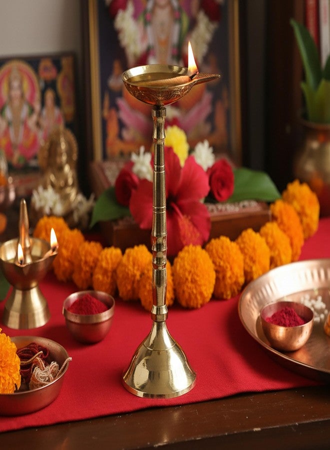 eSplanade Kerala Diya for Pooja - Diwali Diya for Pooja - Kutthu Vilakku Samai Diya for Puja Diwali Decorations, Temple Decoration (7.5" Inches) - Image 2