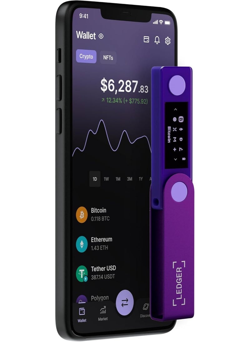 ليدجر محفظة Ledger Nano X للأصول الرقمية | الخيار الأكثر أماناً للتخزين البارد للعملات المشفرة ورموز NFT، تتميز بشاشة كبيرة واتصال لاسلكي عبر البلوتوث ومنفذ Type-C، وتدعم أكثر من 5500 أصل وعملة؛ متوافقة مع أنظمة iOS وAndroid وmacOS وWindows. - Image 1