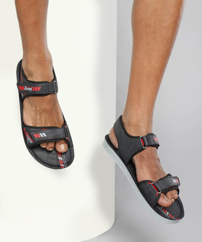 PARAGON PUK2227G Sandals for Men | Durable, Comfortable & Lightweight Sandals with Adjustable Velcro Strap & Back Loop for Good Fitting | Easily Washable | Ideal for Outdoor Use Black - Image 2