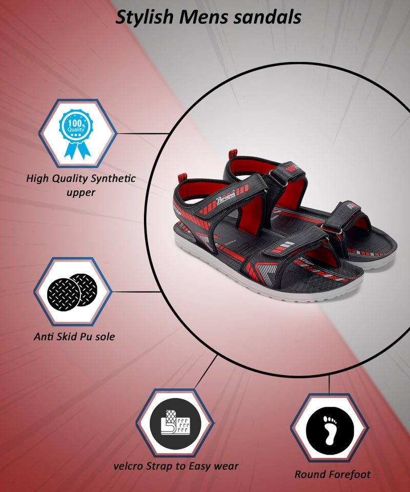 PARAGON PUK2227G Sandals for Men | Durable, Comfortable & Lightweight Sandals with Adjustable Velcro Strap & Back Loop for Good Fitting | Easily Washable | Ideal for Outdoor Use Black - Image 4