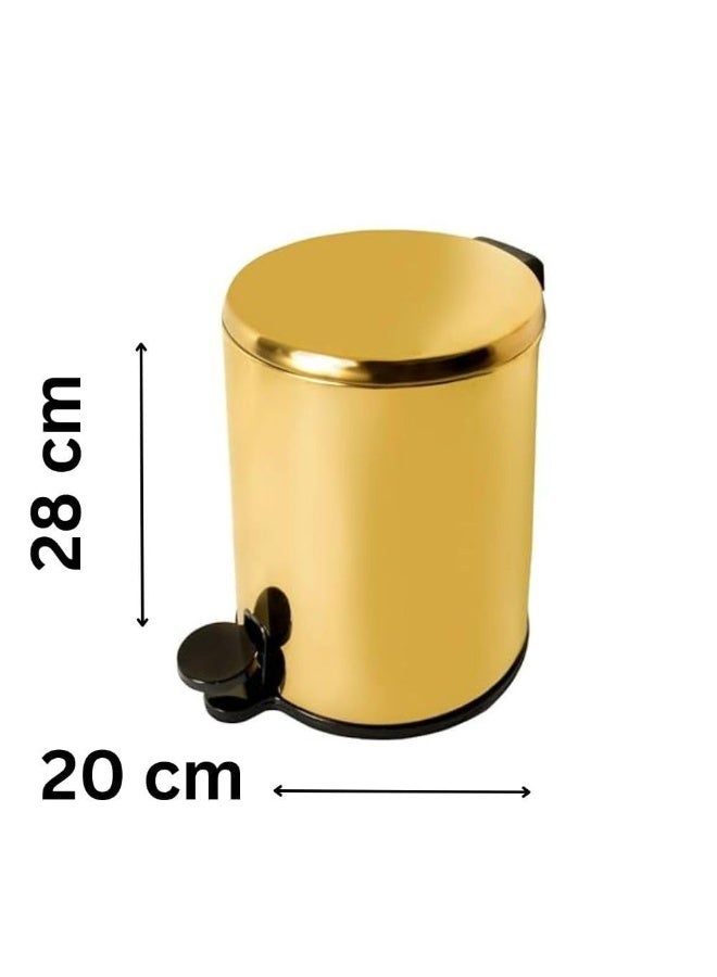 Primanova 6 Liter Stainless Steel Pedal Waste Bin With Soft-Close Lid & Inner Bucket – Compact Trash Can For Bathroom, Kitchen, Office, Bedroom & Living Room (Gold) - Image 5