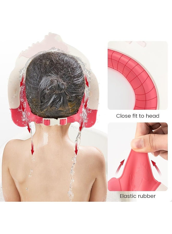FUNUPUP Baby Shower Cap Dinosaur Shape Shower Cap for Kids Waterproof Shampoo hat Protect Ears Eyes Adjustable Silicone Hat for Children Toddler Infants Boys Girls (Red) - Image 4