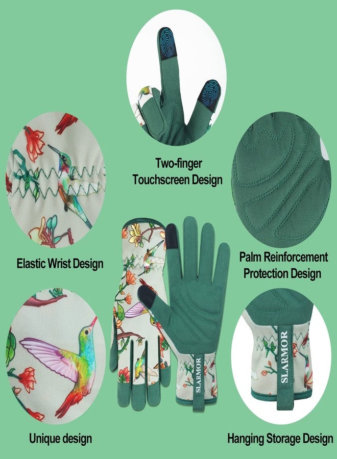 SLARMOR Leather-Gardening-Gloves for Women - Thorn-Proof Work-Gloves with Touch Screen for Weeding, Digging, Planting,Pruning Yard garden Gloves -Medium - Image 2