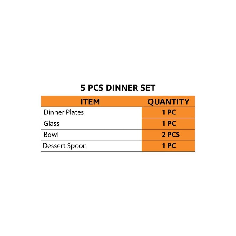 RJ kitchenware Store طقم عشاء من متجر RJ للأدوات المنزلية طقم عشاء من الفولاذ المقاوم للصدأ 5 قطع طقم عادي 5 قطع - Image 2