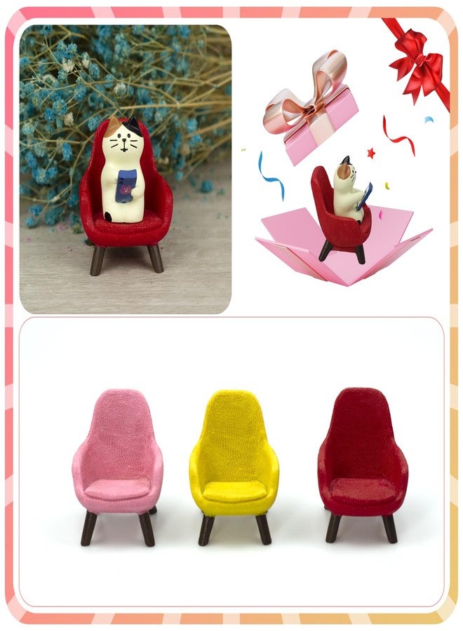 Refintural Cute Cat Playing Phone on Sofa Resin Mini Cat Figurine Desk Decor - Cute Cat Gift for Cat Lovers (Red Sofa) - Image 5