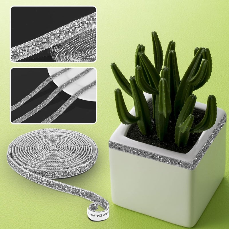 klarako 3 Yards Resin Rhinestone Ribbons Self Adhesive Diamond Ribbon Crystal Ribbon Roll for DIY Event, Arts Crafts Phone Decorations - Image 5