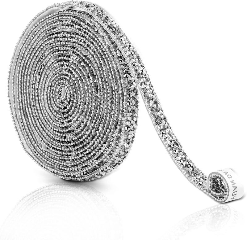 klarako 3 Yards Resin Rhinestone Ribbons Self Adhesive Diamond Ribbon Crystal Ribbon Roll for DIY Event, Arts Crafts Phone Decorations - Image 1