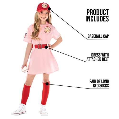 Morph - Pink Baseball Costume For Kids, Baseball Player Costume, Softball Halloween Costumes For Girls, Movie Character Halloween Costumes For Girls And Toddler, 10-12 Years - Image 2