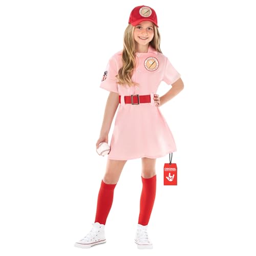 Morph - Pink Baseball Costume For Kids, Baseball Player Costume, Softball Halloween Costumes For Girls, Movie Character Halloween Costumes For Girls And Toddler, 10-12 Years - Image 1