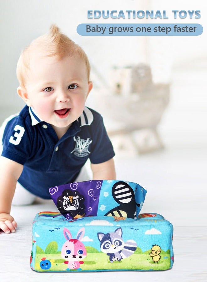 GROIC Baby Tissue Box Toys,Soft Montessori Toys for Babies,Infant Newborn Toddlers Sensory Toys Baby Magic Tissue Box,Early Learning Toys, Crinkle Toys - Image 3