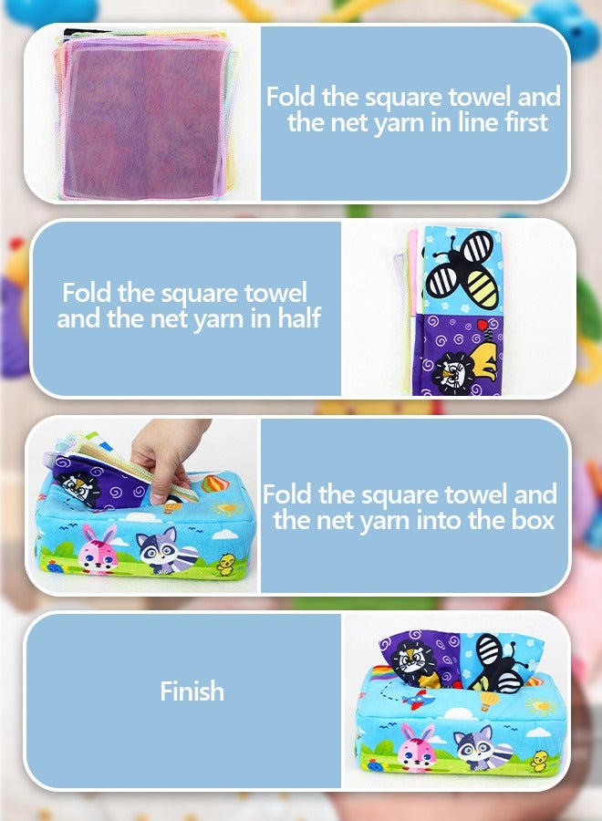 GROIC Baby Tissue Box Toys,Soft Montessori Toys for Babies,Infant Newborn Toddlers Sensory Toys Baby Magic Tissue Box,Early Learning Toys, Crinkle Toys - Image 4