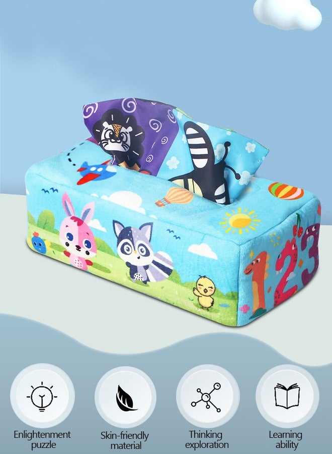 GROIC Baby Tissue Box Toys,Soft Montessori Toys for Babies,Infant Newborn Toddlers Sensory Toys Baby Magic Tissue Box,Early Learning Toys, Crinkle Toys - Image 2