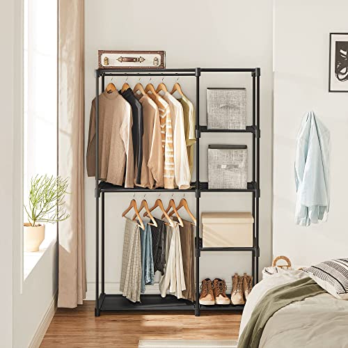 SONGMICS Portable Closet Freestanding Closet Organizer Clothes Rack with Shelves Hanging Rods Storage Organizer for Cloakroom Bedroom 441 x 169 x 65 Inches Black URYG24BK - Image 3